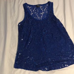 Shiny blue tank top
